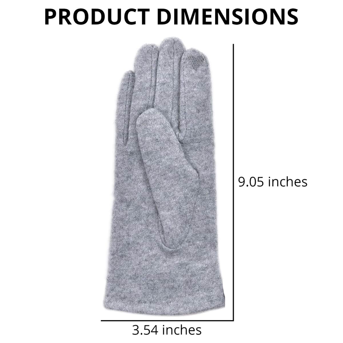 Gray Cashmere Warm Gloves with Plastic Pearl and Equipped Touch Screen Function image number 3