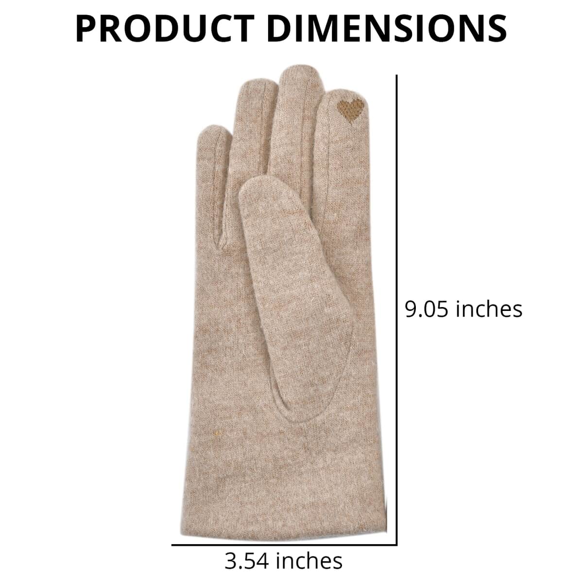 Beige Cashmere Warm Gloves with Plastic Pearl and Equipped Touch Screen Friendly image number 3