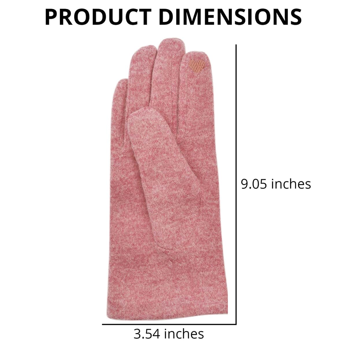 Pink Cashmere Warm Gloves with Plastic Pearl and Equipped Touch Screen Friendly image number 3