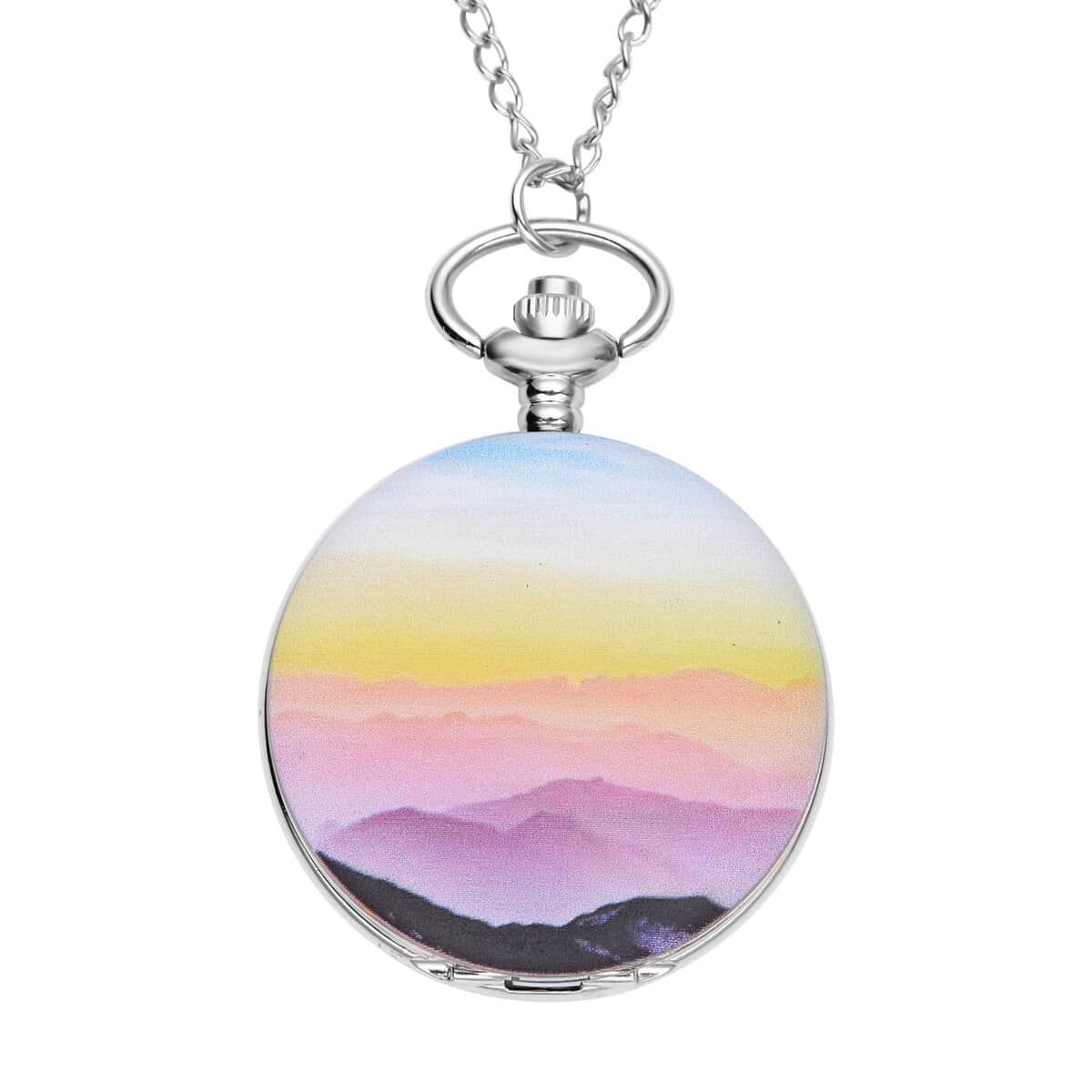 Strada Japanese Movement Rainbow Sky Pattern Pocket Watch with Chain (up to 31 Inches) image number 0