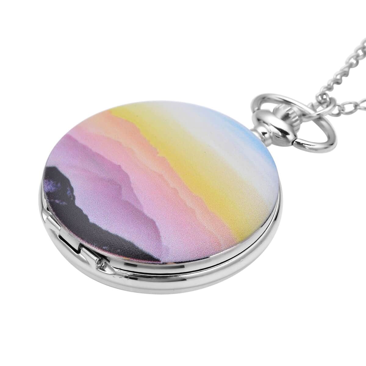 Strada Japanese Movement Rainbow Sky Pattern Pocket Watch with Chain (up to 31 Inches) image number 2