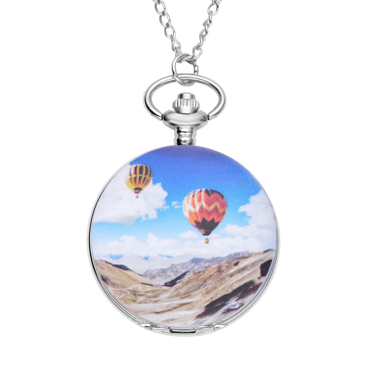 Strada Japanese Movement hot Air Balloon Pattern Pocket Watch with Chain (up to 31 Inches) image number 0