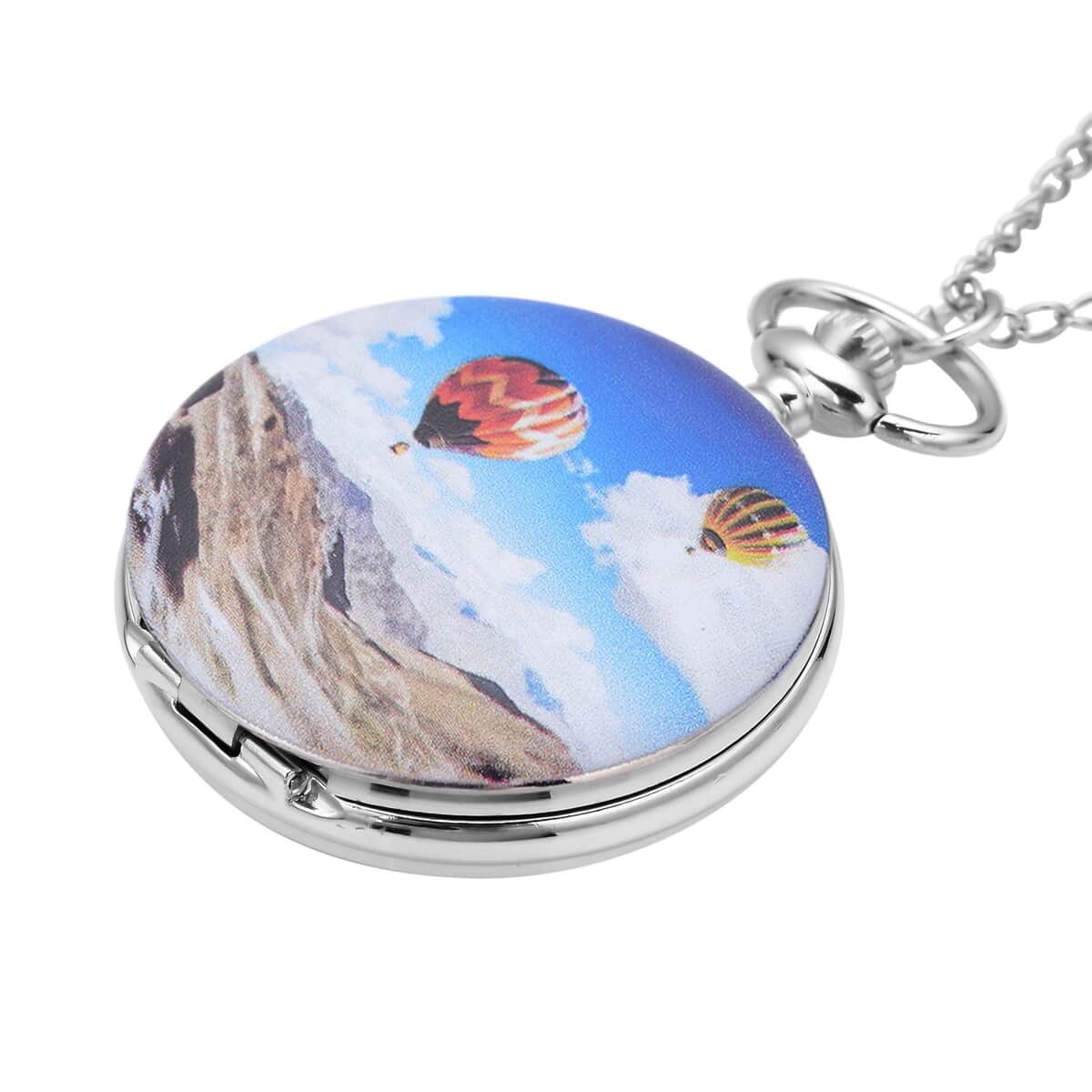 Strada Japanese Movement hot Air Balloon Pattern Pocket Watch with Chain (up to 31 Inches) image number 2