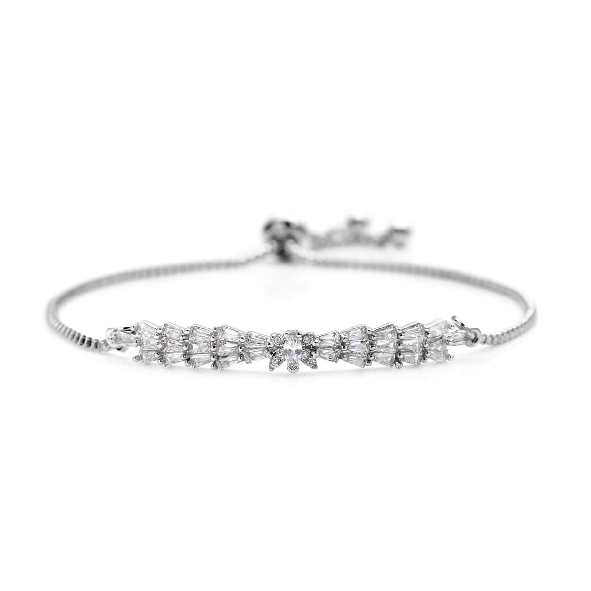 Simulated Diamond Bolo Bracelet in Silvertone 2.00 ctw image number 0