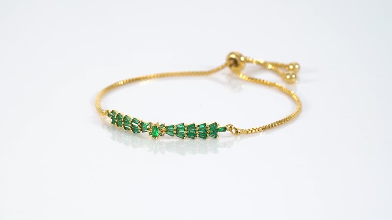 Simulated Emerald Bolo Bracelet in Goldtone 2.00 ctw