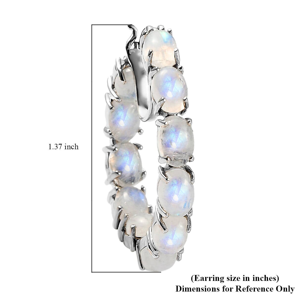 Kuisa Rainbow Moonstone Inside Out Hoop Earrings in Platinum Over Sterling Silver 23.35 ctw