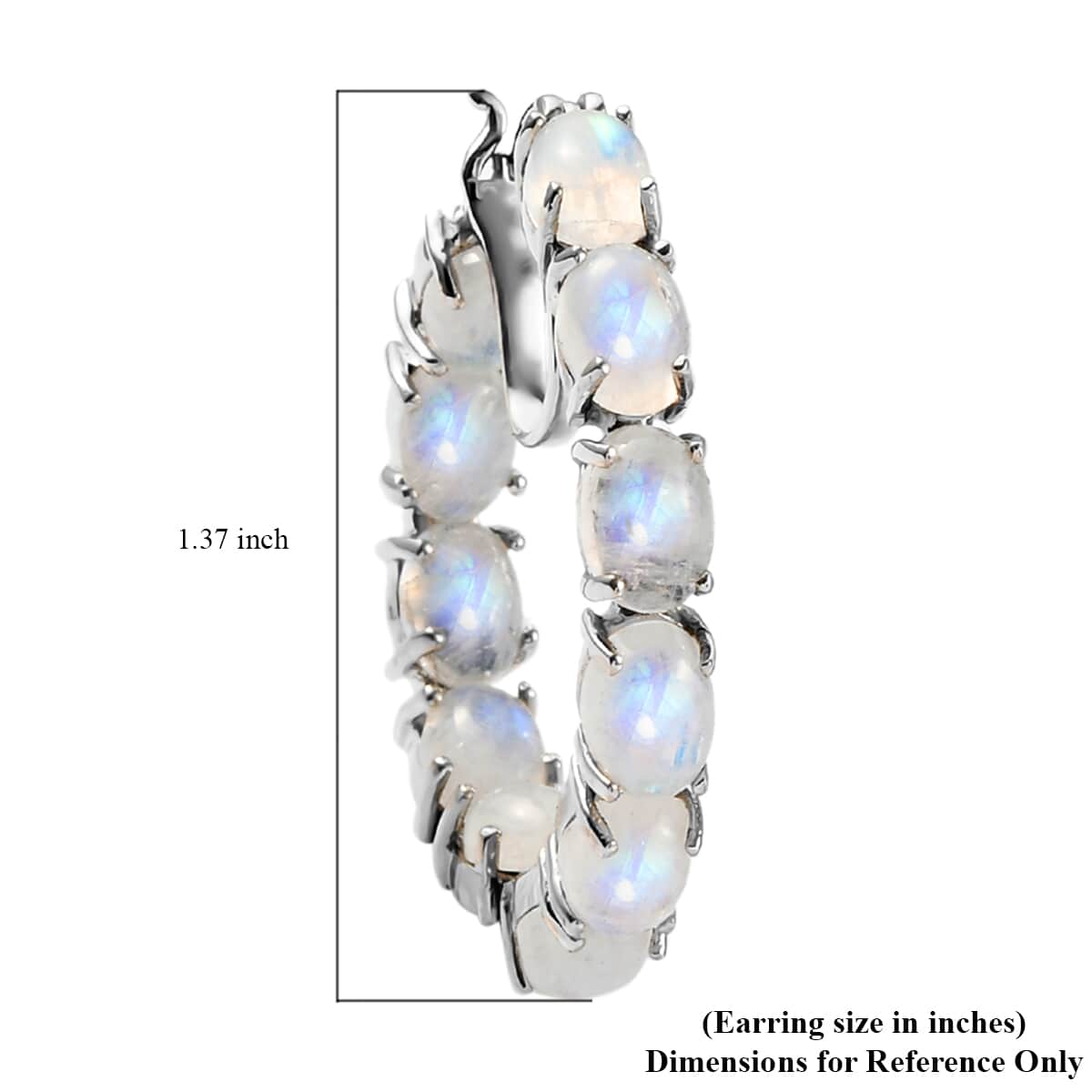Kuisa Rainbow Moonstone Inside Out Hoop Earrings in Platinum Over Sterling Silver 23.35 ctw image number 4