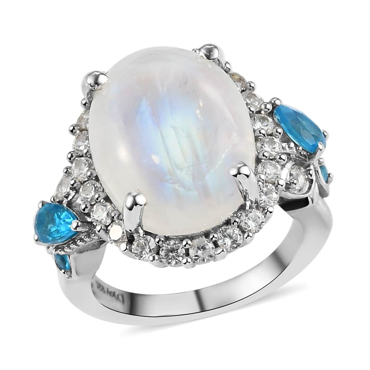 Kuisa Rainbow Moonstone and Multi Gemstone Ring in Platinum Over Sterling Silver (Size 10.0) 11.50 ctw image number 0