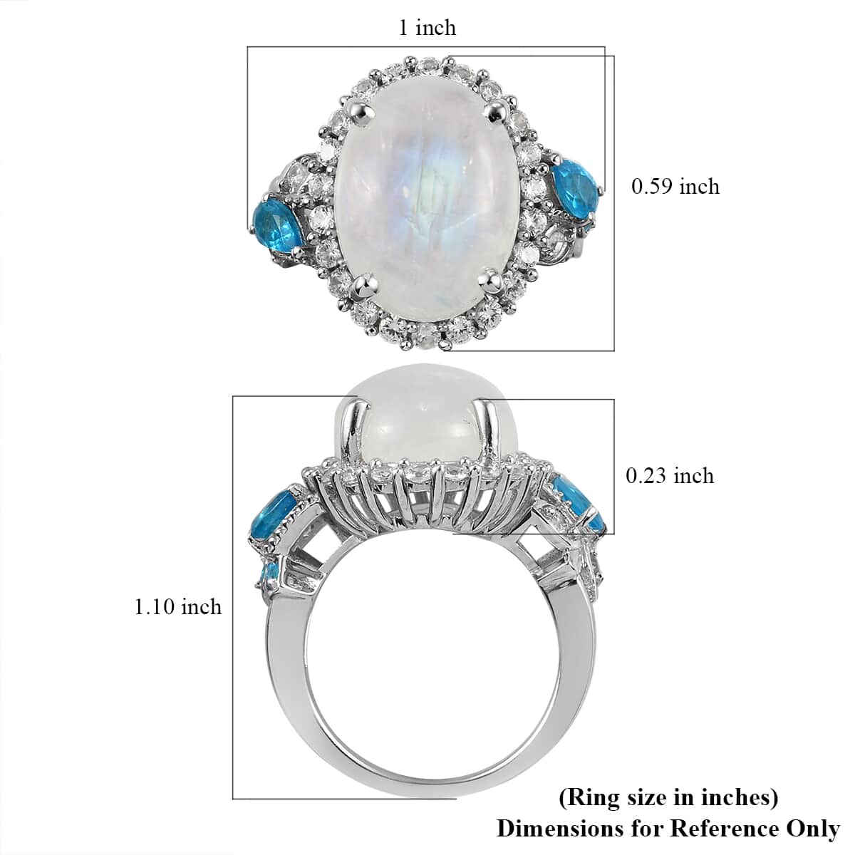 Kuisa Rainbow Moonstone and Multi Gemstone Ring in Platinum Over Sterling Silver (Size 10.0) 11.50 ctw image number 5
