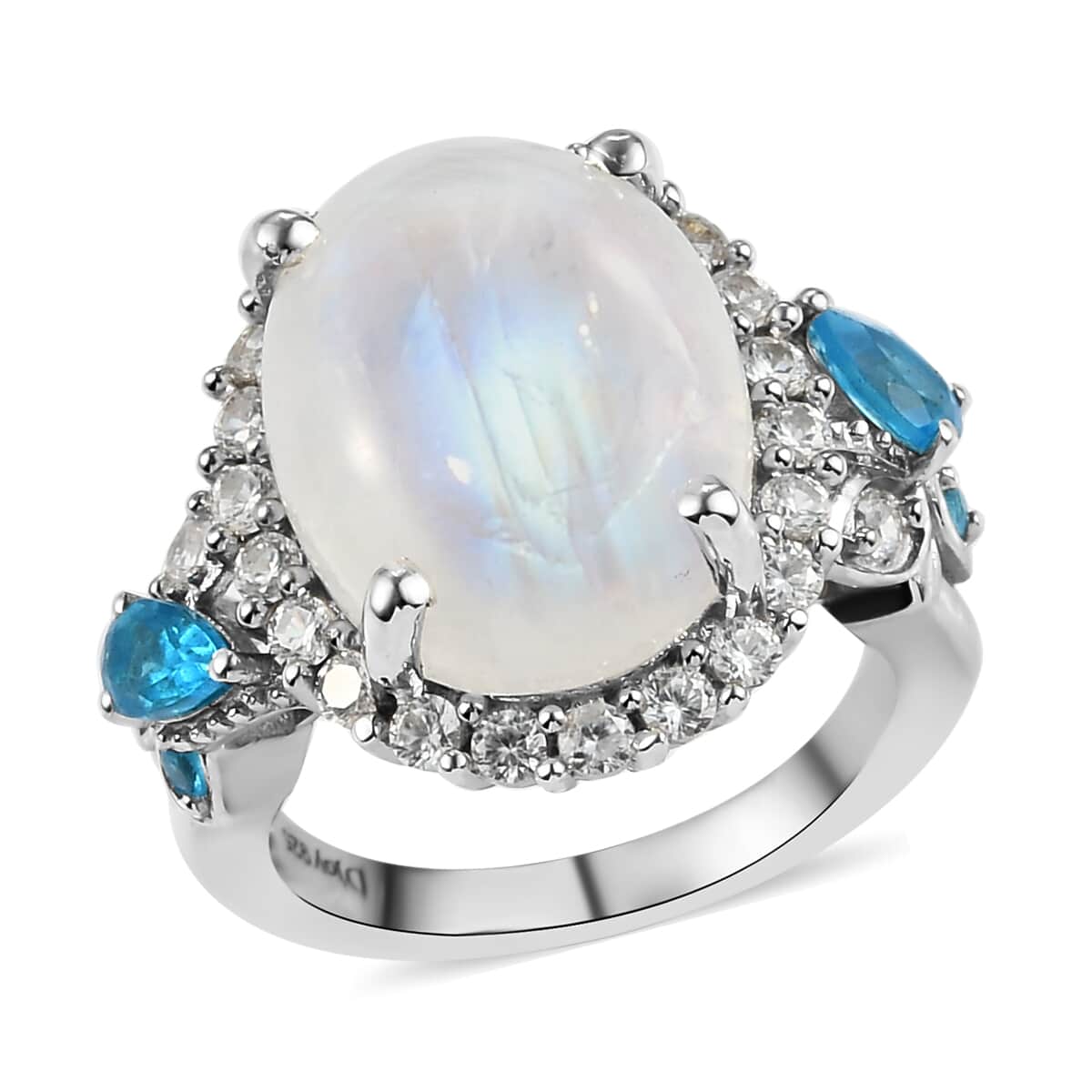 Kuisa Rainbow Moonstone and Multi Gemstone Ring in Platinum Over Sterling Silver (Size 8.0) 11.50 ctw image number 0