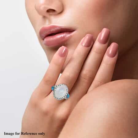 Kuisa Rainbow Moonstone and Multi Gemstone Ring in Platinum Over Sterling Silver (Size 8.0) 11.50 ctw image number 2