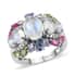 Kuisa Rainbow Moonstone and Multi Gemstone Ring in Platinum Over Sterling Silver (Size 7.0) 5.25 ctw image number 0