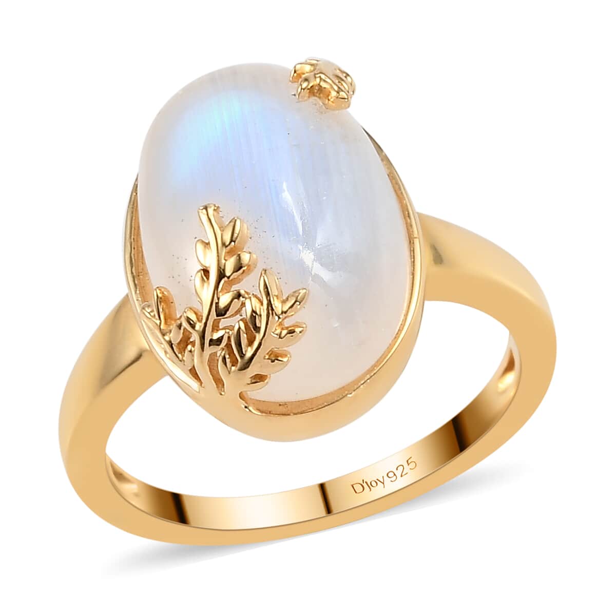 Kuisa Rainbow Moonstone Solitaire Ring in Vermeil Yellow Gold Over Sterling Silver (Size 10.0) 6.60 ctw image number 0