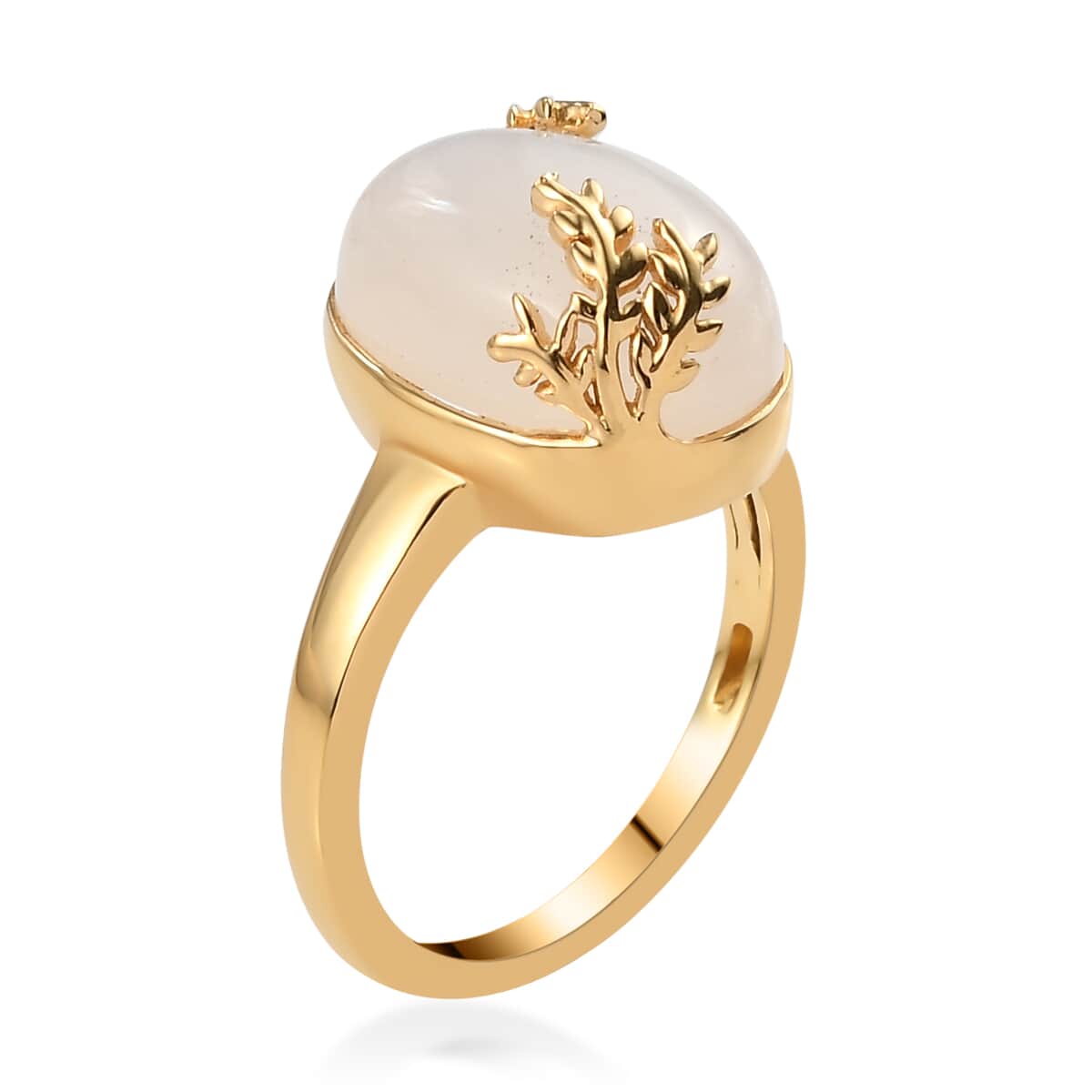 Kuisa Rainbow Moonstone Solitaire Ring in Vermeil Yellow Gold Over Sterling Silver (Size 10.0) 6.60 ctw image number 3