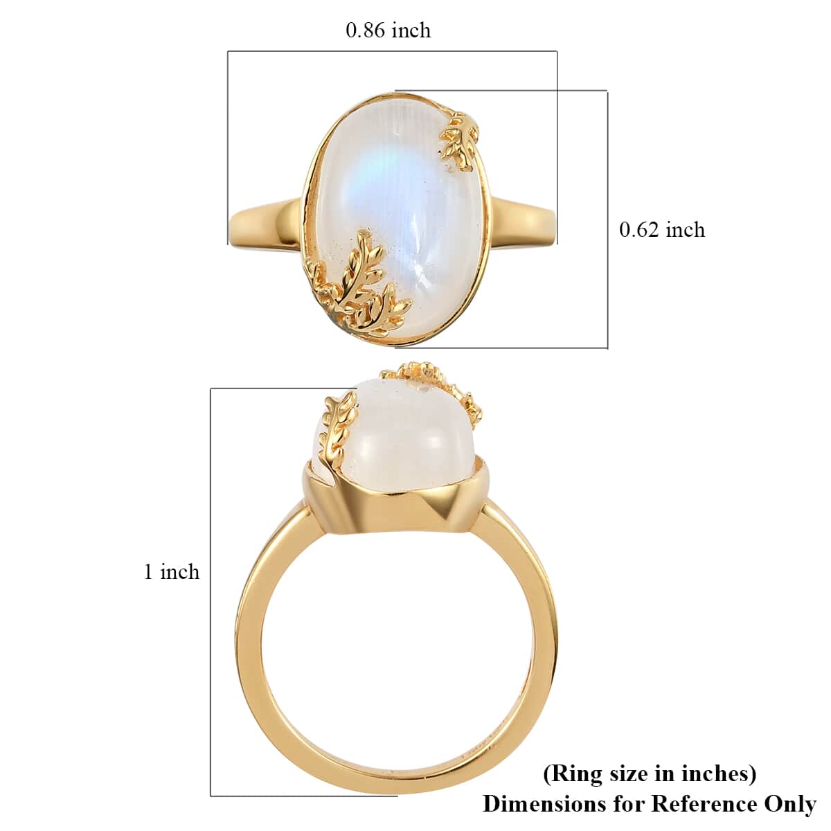 Kuisa Rainbow Moonstone Solitaire Ring in Vermeil Yellow Gold Over Sterling Silver (Size 10.0) 6.60 ctw image number 5