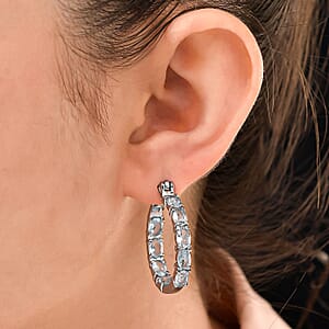 Sky Blue Topaz 9.80 ctw Hoop Earrings in Stainless Steel