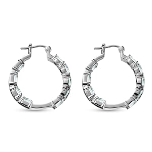Sky Blue Topaz 9.80 ctw Hoop Earrings in Stainless Steel