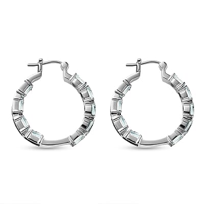 Sky Blue Topaz 9.80 ctw Hoop Earrings in Stainless Steel