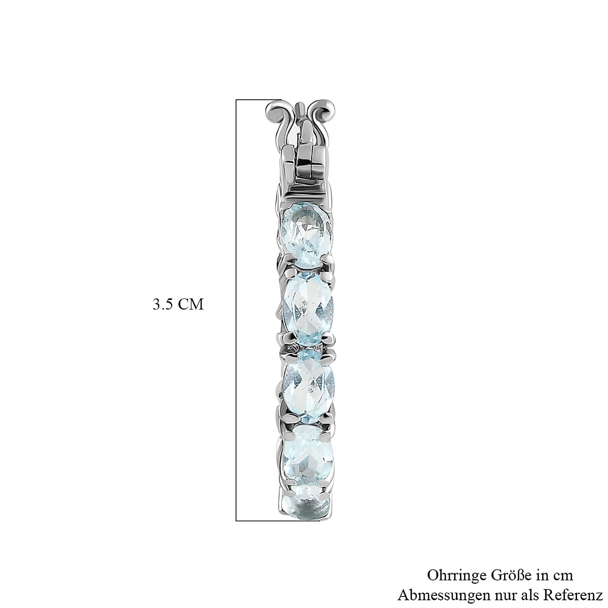 Sky Blue Topaz 9.80 ctw Hoop Earrings in Stainless Steel image number 4
