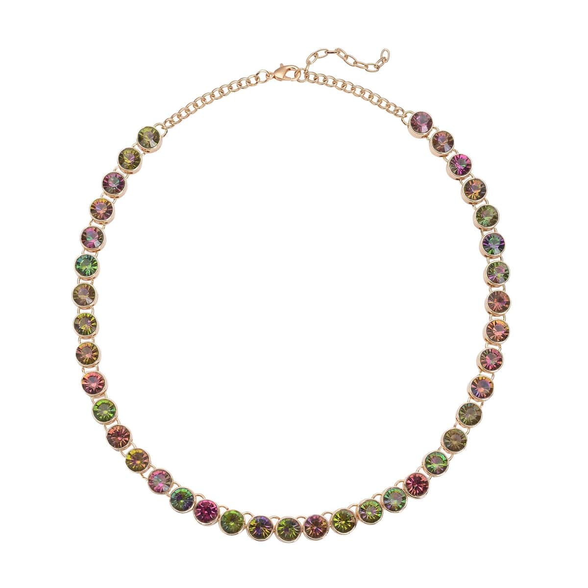 Multi Color Austrian Crystal Tennis Necklace 20-22 Inches in Goldtone image number 0