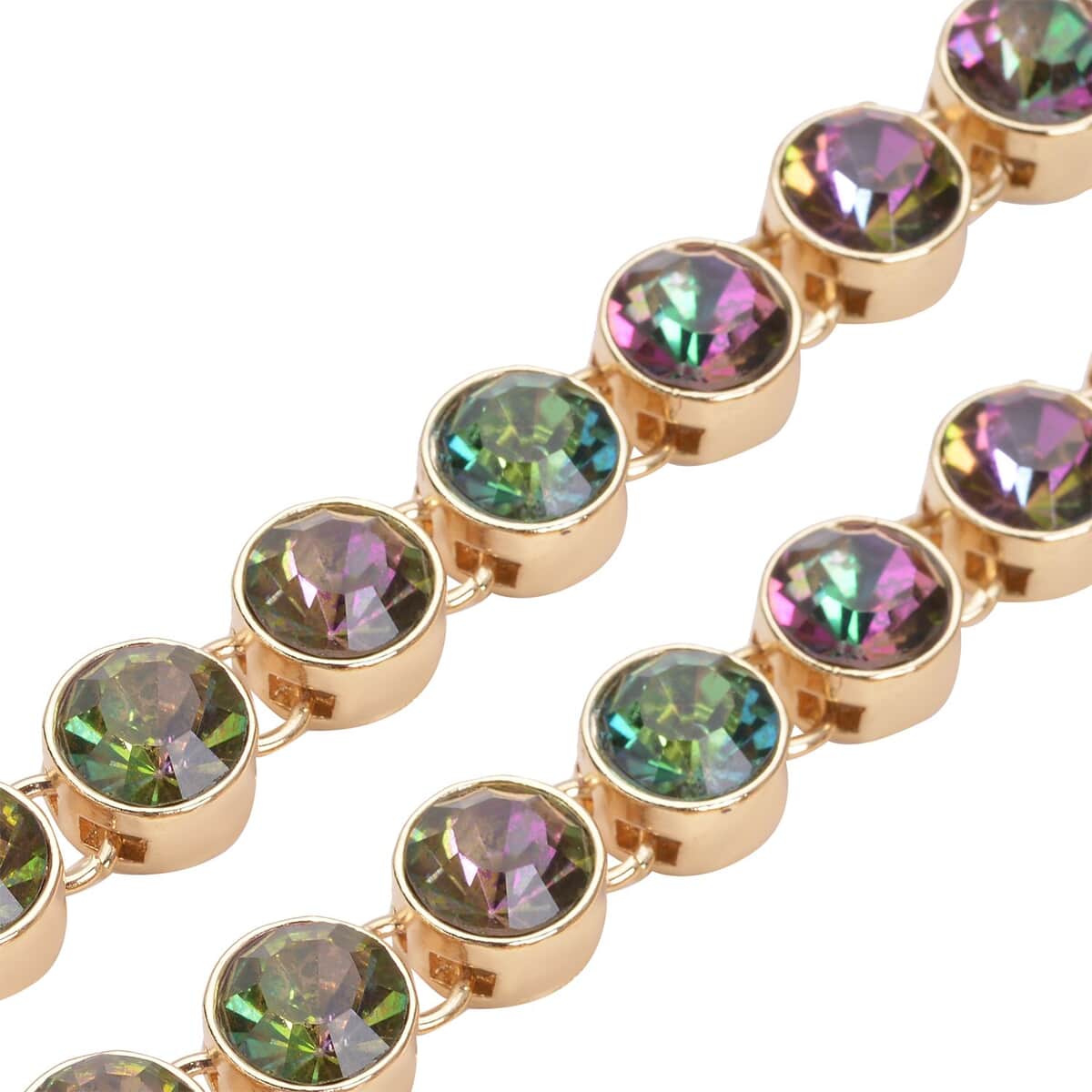 Multi Color Austrian Crystal Tennis Necklace 20-22 Inches in Goldtone image number 3