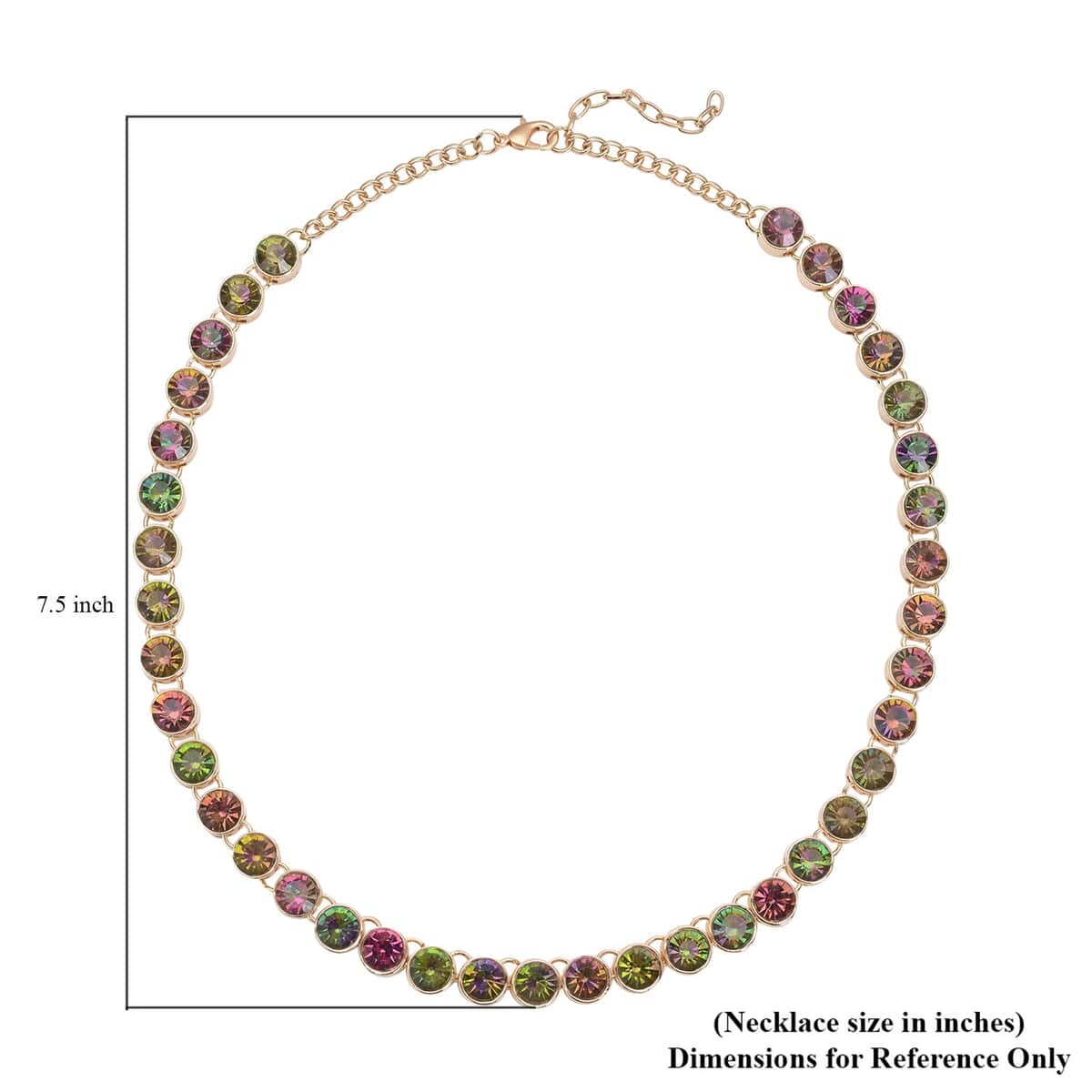 Multi Color Austrian Crystal Tennis Necklace 20-22 Inches in Goldtone image number 6