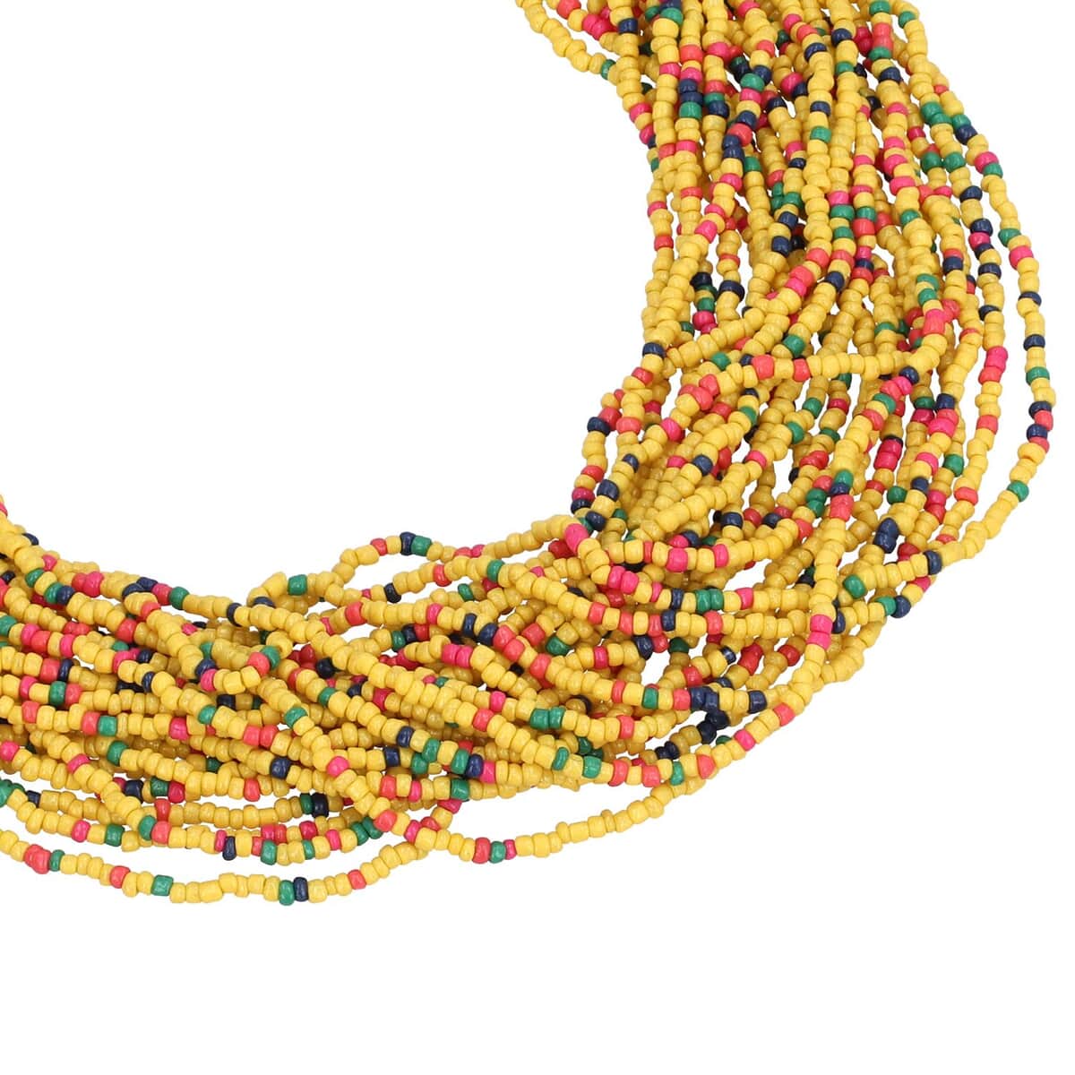 Yellow Seed Beaded Multi Layered Necklace (20 inches) in Goldtone image number 2