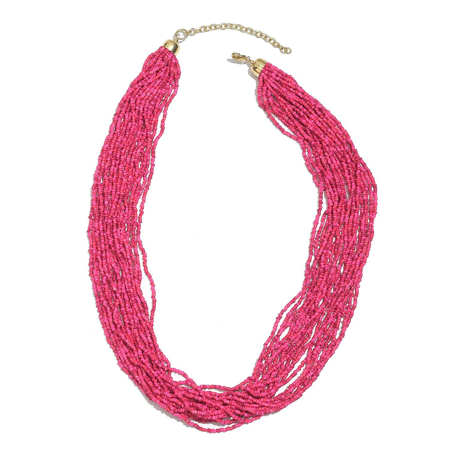 Yellow Seed Beaded Multi Layered Necklace (20 inches) in Goldtone