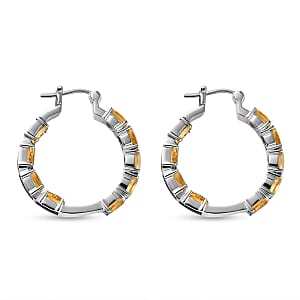 Brazilian Citrine 8.00 ctw Hoop Earrings in Stainless Steel