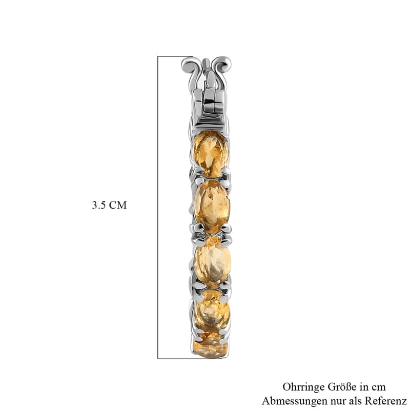 Brazilian Citrine 8.00 ctw Hoop Earrings in Stainless Steel