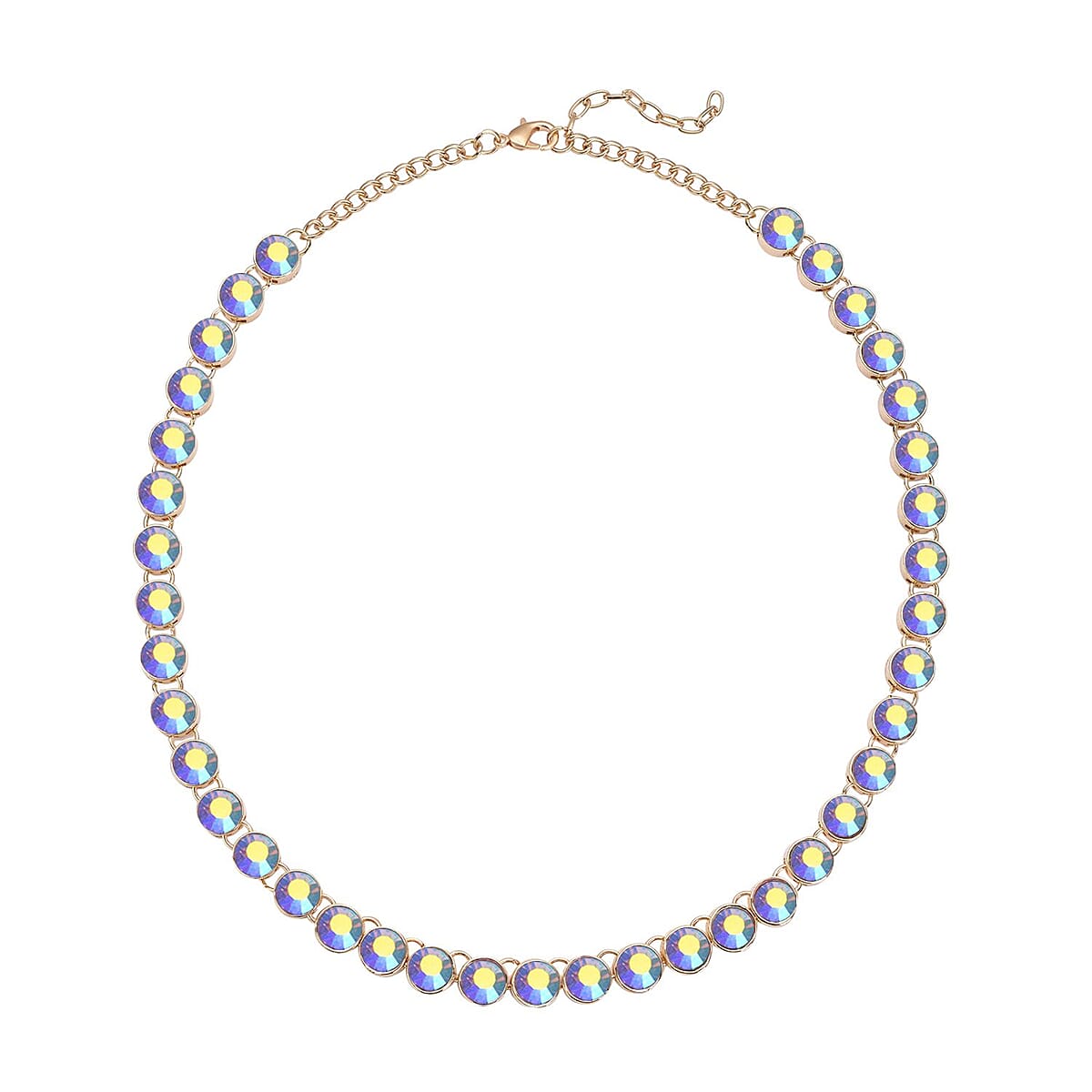 Champagne Austrian Crystal Tennis Necklace 20-22 Inches in Goldtone image number 0