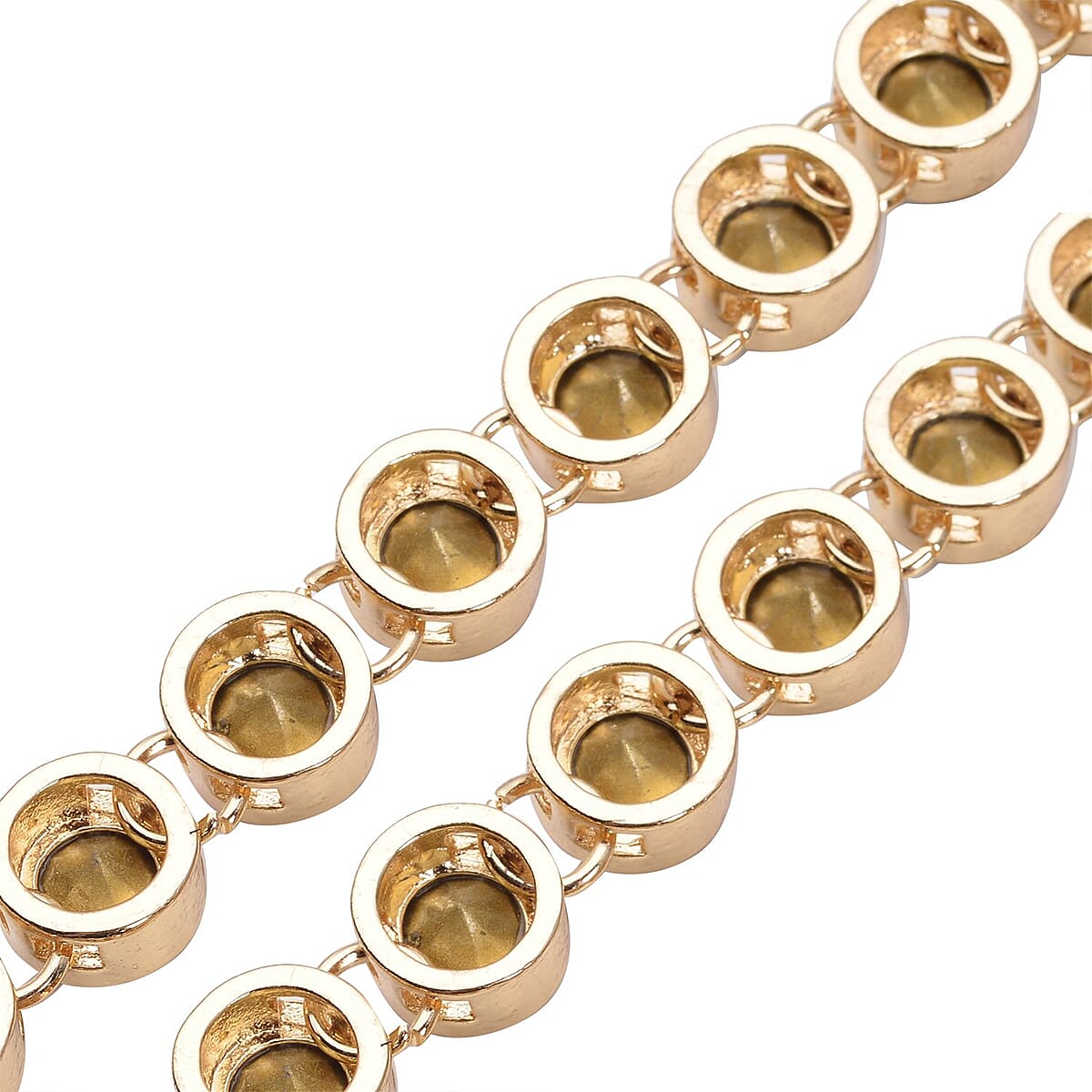 Champagne Austrian Crystal Tennis Necklace 20-22 Inches in Goldtone image number 4