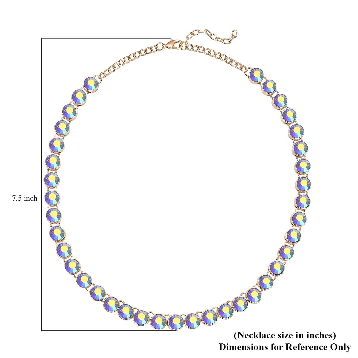 Champagne Austrian Crystal Tennis Necklace 20-22 Inches in Goldtone image number 6