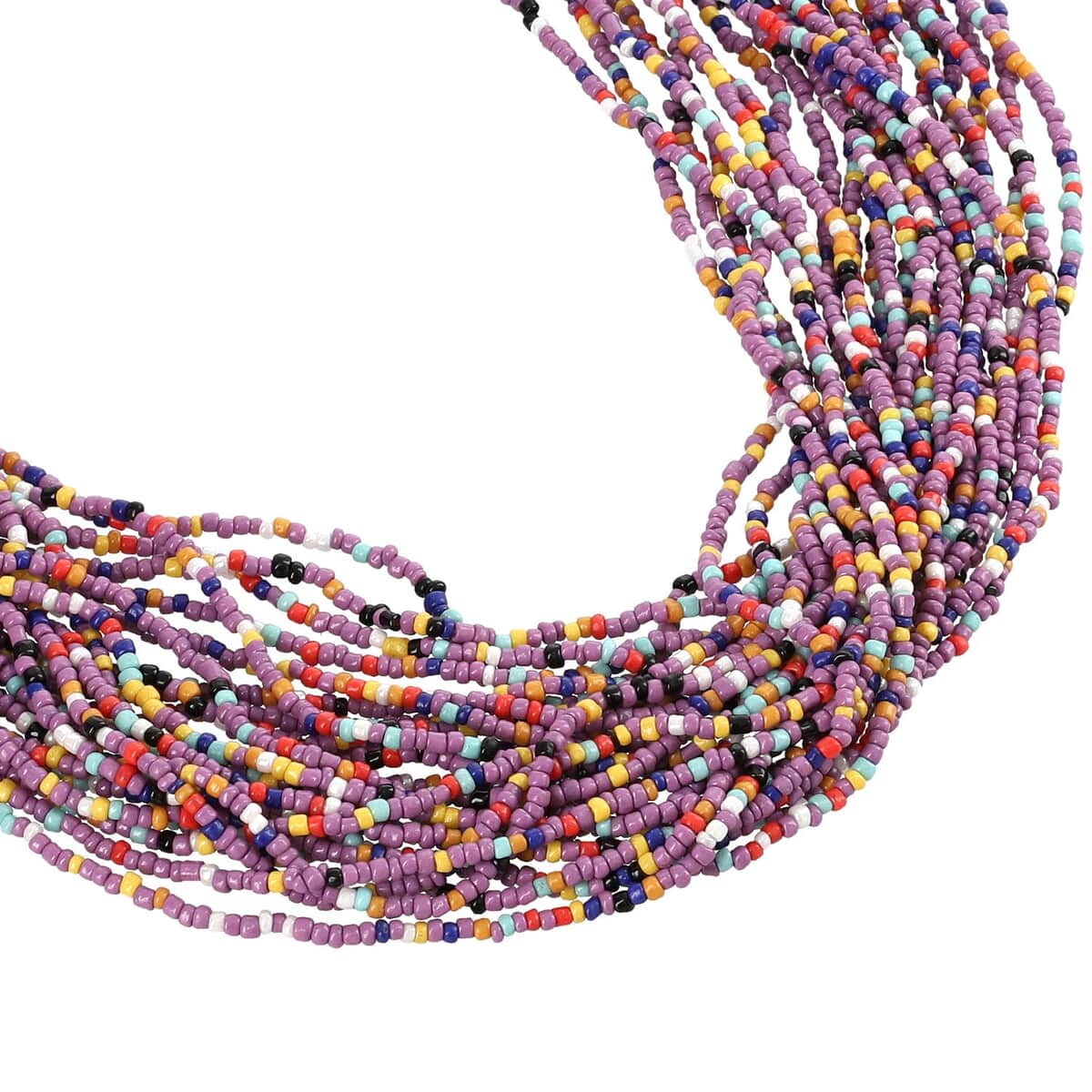 Multi Color Multi Layered Beaded Necklace 20 Inches in Goldtone image number 2