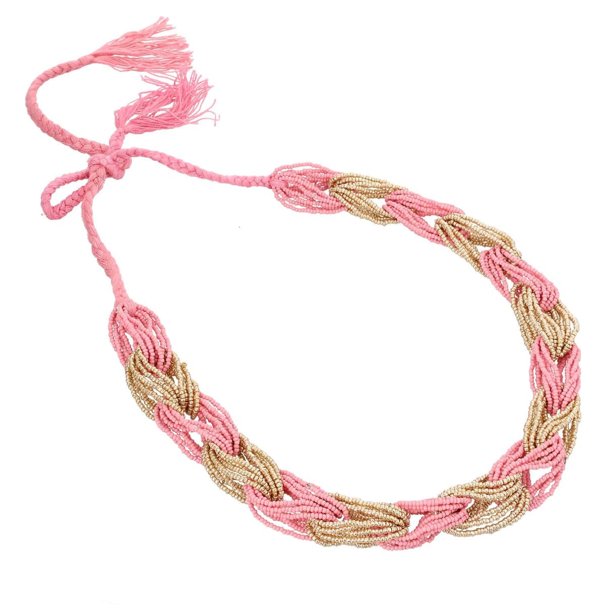 Coral and Beige Linking Style Beaded Necklace (19 inches) image number 0