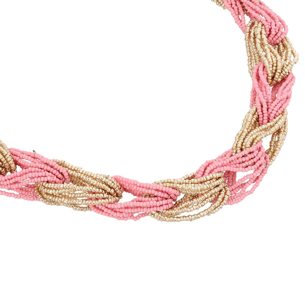 Coral and Beige Linking Style Beaded Necklace (19 inches) image number 2