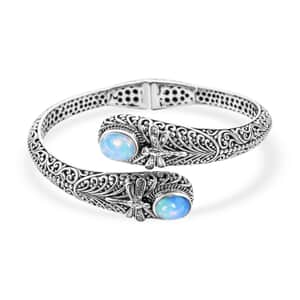 Mother’s Day Gift Bali Legacy Ethiopian Welo Opal Dragonfly Bangle Bracelet in Sterling Silver (7.25 In) 3.40 ctw