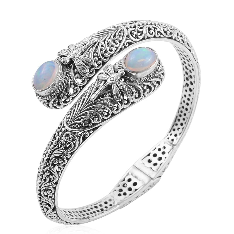 Bali Legacy Ethiopian Welo Opal Cuff Bracelet in Sterling Silver (7.50 In) 34.80 Grams 3.35 ctw