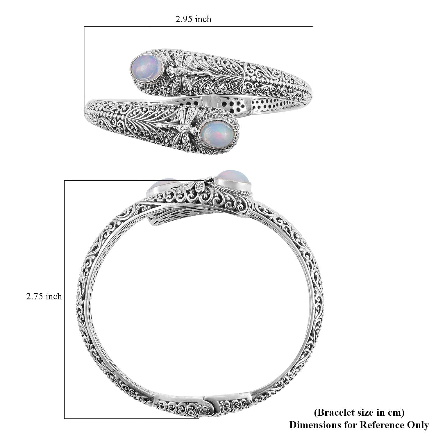 Bali Legacy Ethiopian Welo Opal Cuff Bracelet in Sterling Silver (7.50 In) 34.80 Grams 3.35 ctw