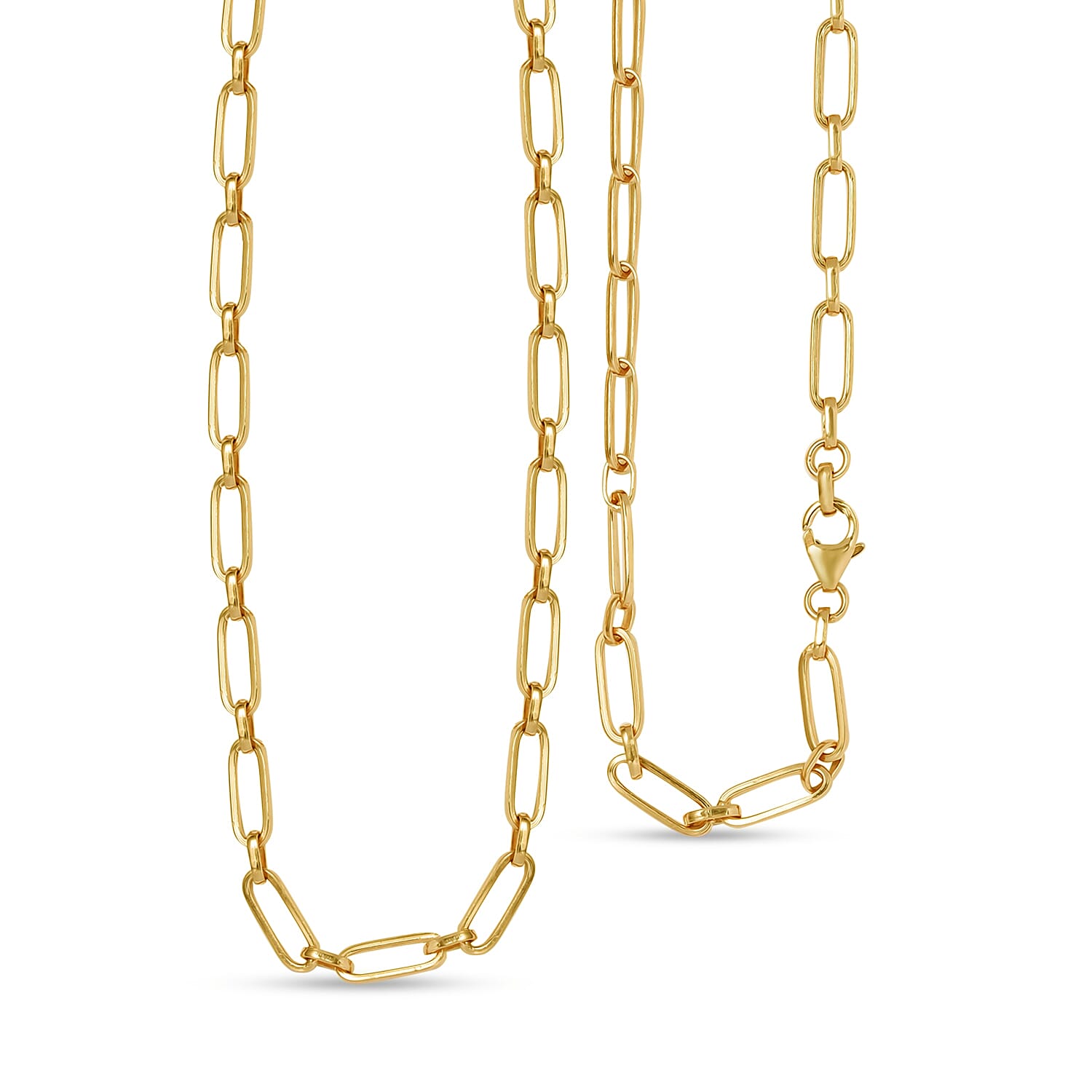 Artisan Crafted 14K Yellow Gold Over Sterling Silver Paper Clip Necklace 20 Inches 12 Grams