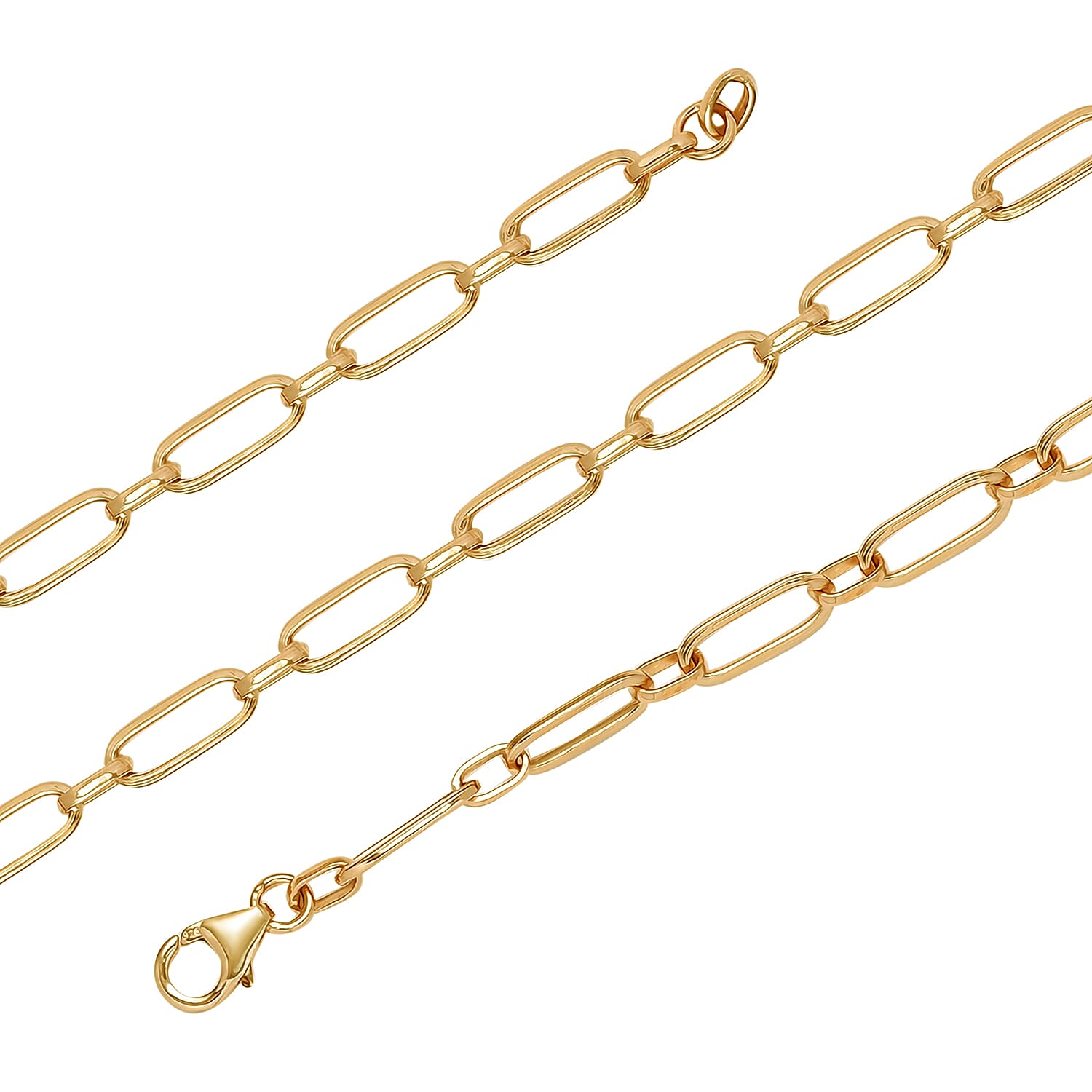 Artisan Crafted 14K Yellow Gold Over Sterling Silver Paper Clip Necklace 20 Inches 12 Grams