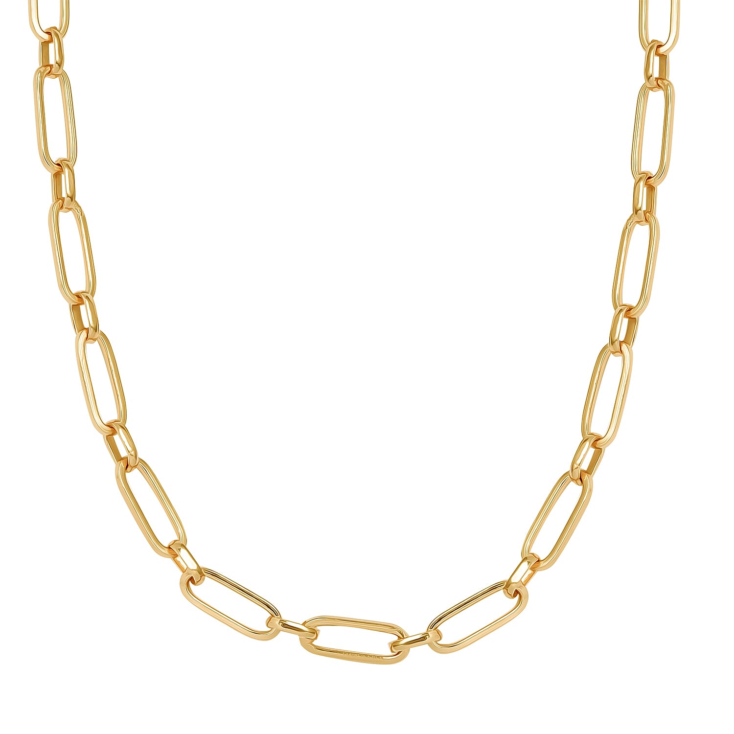 Artisan Crafted 14K Yellow Gold Over Sterling Silver Paper Clip Necklace 20 Inches 12 Grams