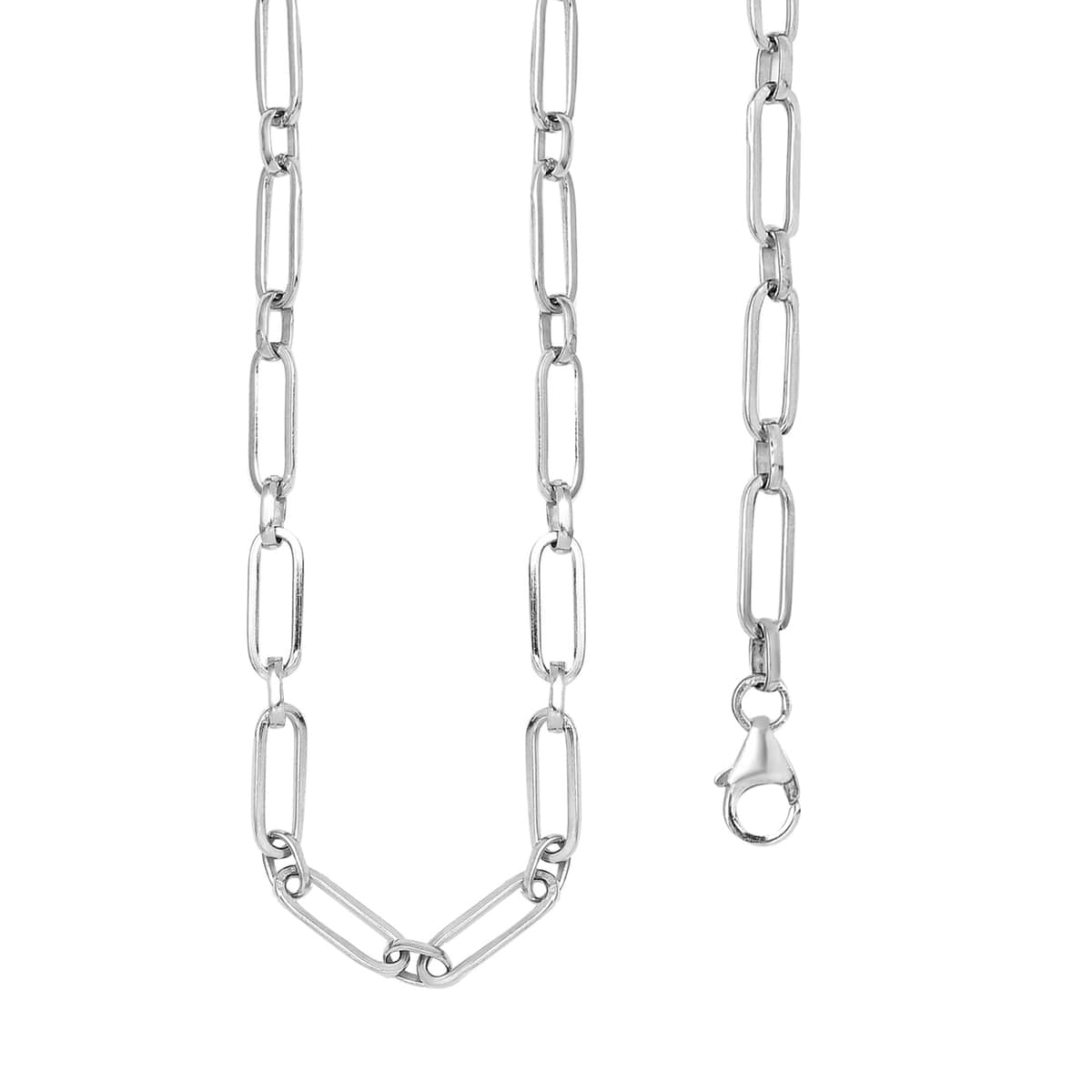 Artisan Crafted Platinum Over Sterling Silver Paper Clip Necklace 20 Inches 12 Grams   image number 3
