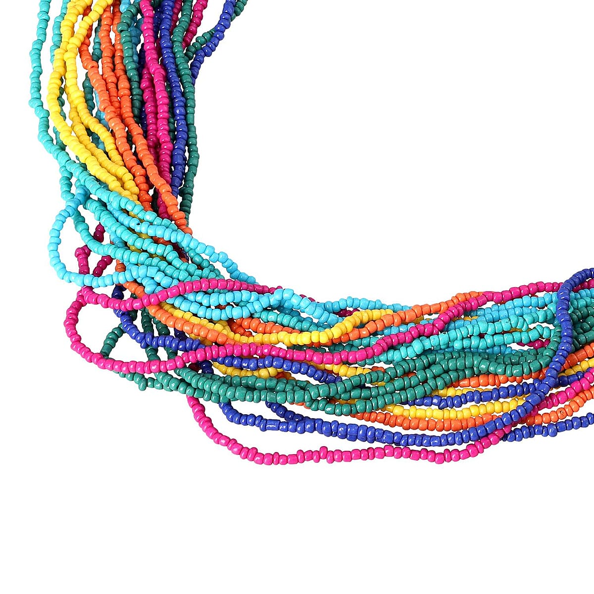 Multi Color Twisted Multi Layered Beaded Necklace in Goldtone 20-22 Inches image number 2