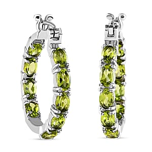Hebei Peridot 8.60 ctw Hoop Earrings in Stainless Steel