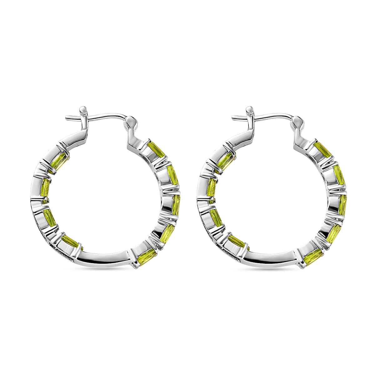 Hebei Peridot 8.60 ctw Hoop Earrings in Stainless Steel image number 1