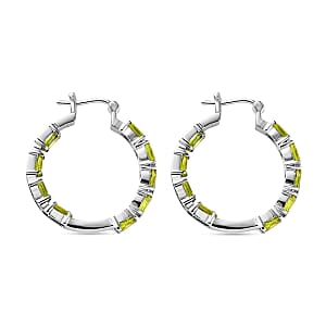 Hebei Peridot 8.60 ctw Hoop Earrings in Stainless Steel