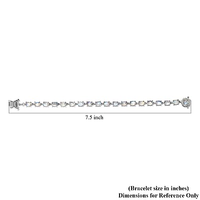 Kuisa Rainbow Moonstone and Natural White Zircon Tennis Bracelet in Platinum Over Sterling Silver (7.25 In) 19.40 ctw