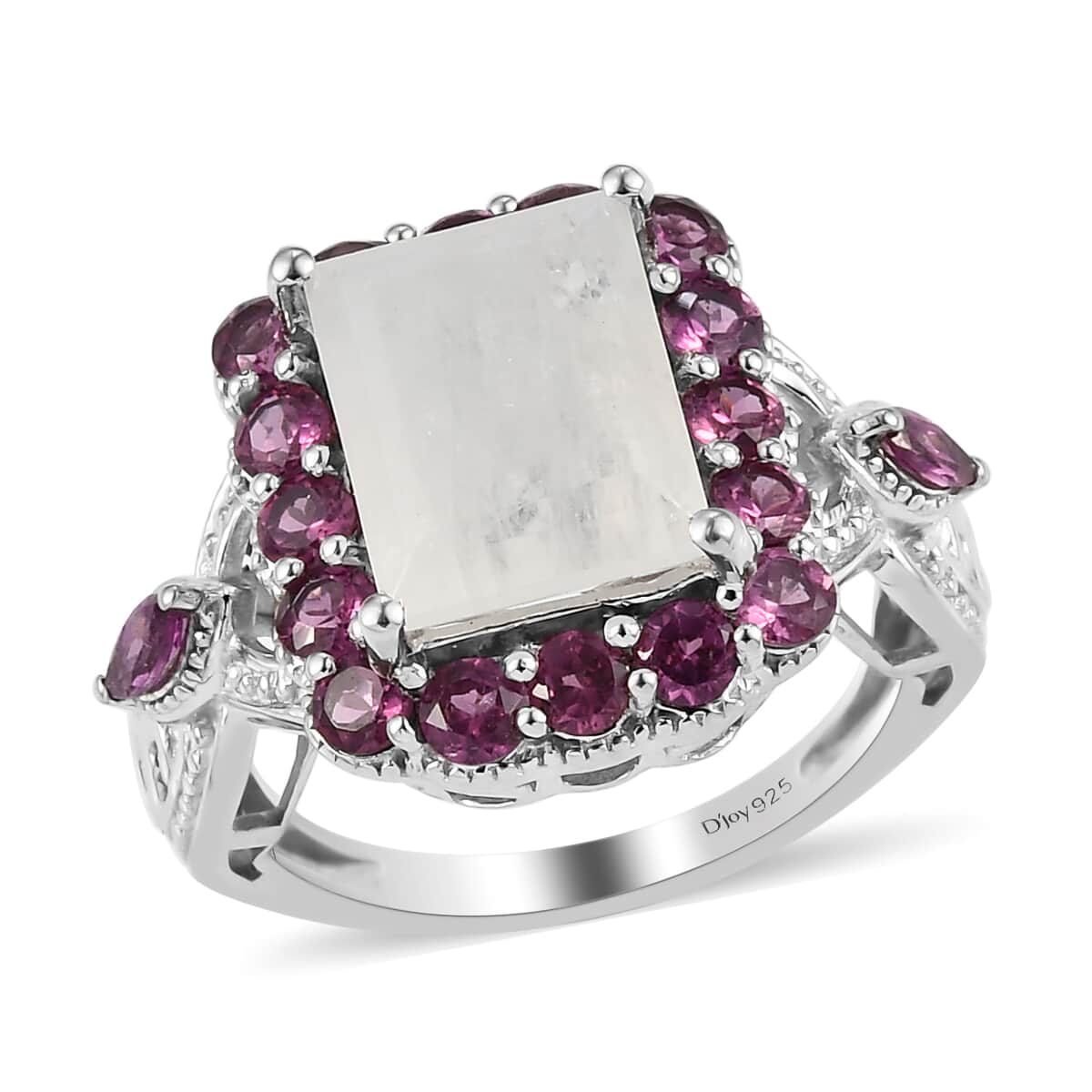 Kuisa Rainbow Moonstone and Orissa Rhodolite Garnet Ring in Platinum Over Sterling Silver (Size 7.0) 4.85 ctw image number 0