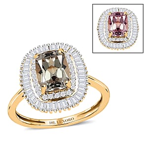 Luxoro 10K Yellow Gold AAA Turkizite and Diamond Ring Double Halo Engagement Ring For Women (Size 10.0) 2.15 ctw